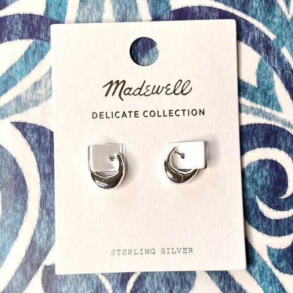 MADEWELL Demi-Fine Puffy Hoop Earrings $52.00 Sterling Silver np989 - Picture 1 of 5